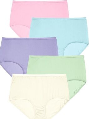 Comfort Choice Plus Size 5-Pack Tag-Free Full Coverage Cotton Brief